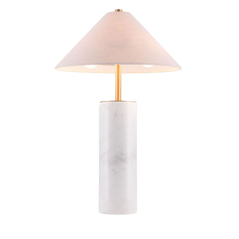 LAMP ZUO CIARA | Decorative Table Lamp for Home | White Steel Structure Base | Beige | Polyester Marble | Inside Bedroom Waiting Room Decorative Room Home Interior Decorative Lamp Lighting Floor Lamp Modern Lamp Light Kitchen Living Room Bedroom