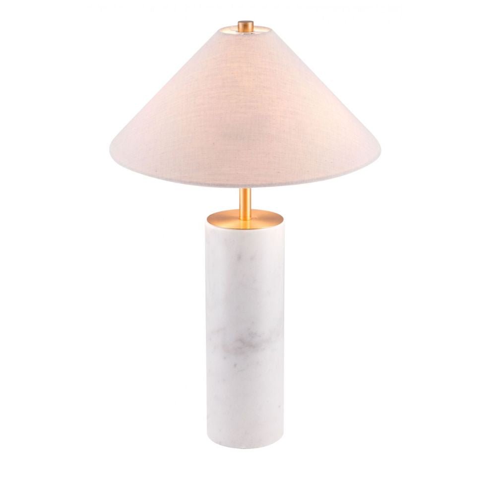 LAMP ZUO CIARA | Decorative Table Lamp for Home | White Steel Structure Base | Beige | Polyester Marble | Inside Bedroom Waiting Room Decorative Room Home Interior Decorative Lamp Lighting Floor Lamp Modern Lamp Light Kitchen Living Room Bedroom