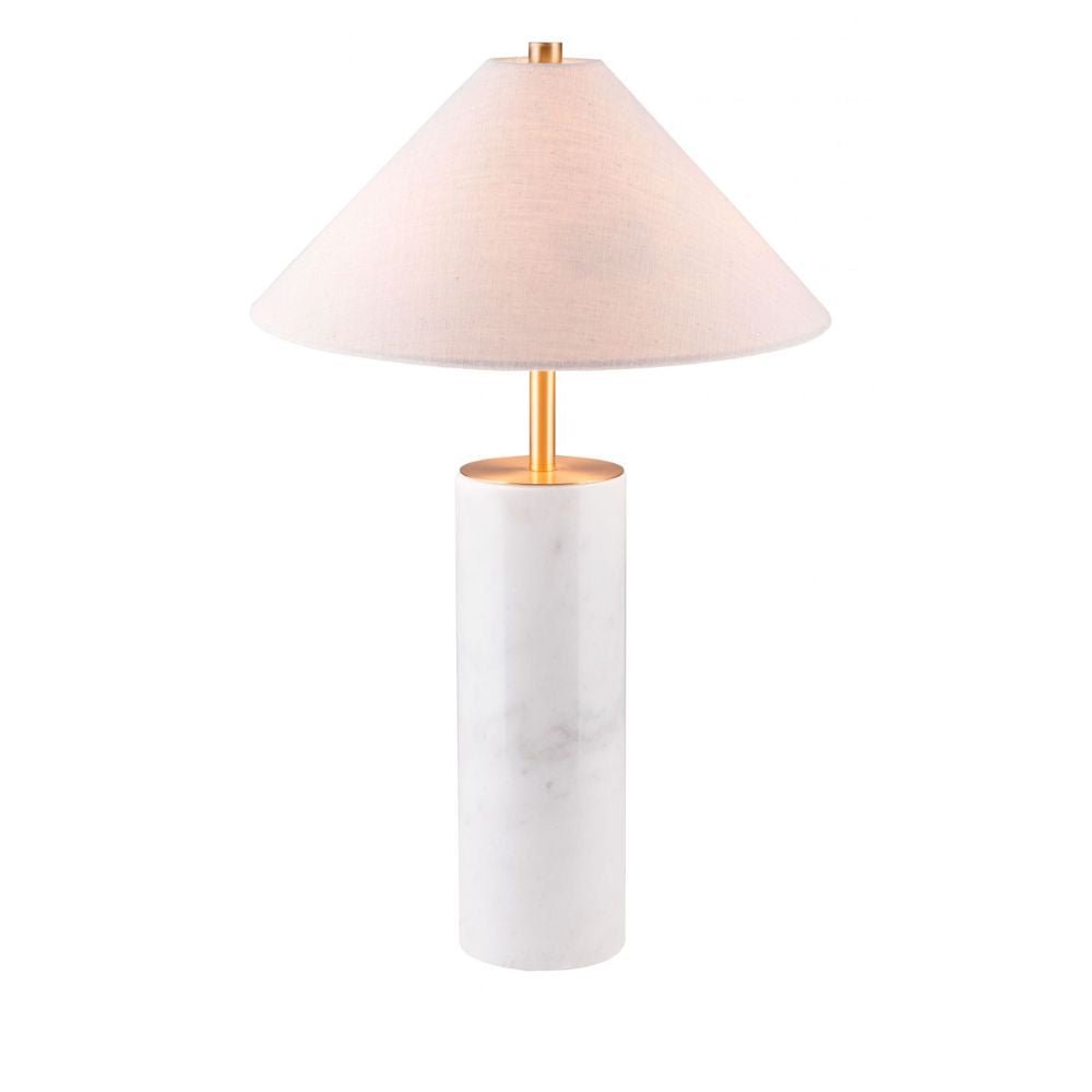 LAMP ZUO CIARA | Decorative Table Lamp for Home | White Steel Structure Base | Beige | Polyester Marble | Inside Bedroom Waiting Room Decorative Room Home Interior Decorative Lamp Lighting Floor Lamp Modern Lamp Light Kitchen Living Room Bedroom