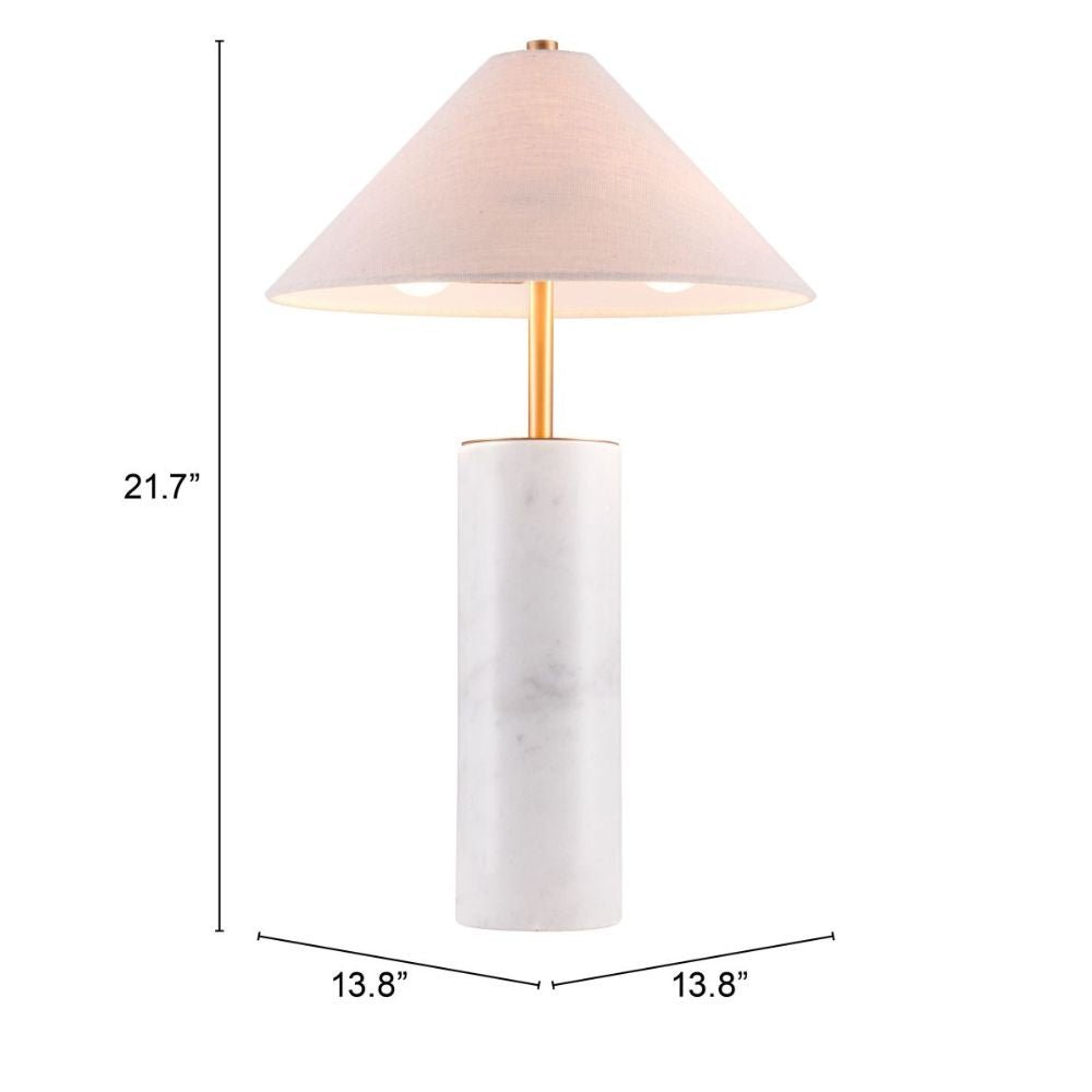 LAMP ZUO CIARA | Decorative Table Lamp for Home | White Steel Structure Base | Beige | Polyester Marble | Inside Bedroom Waiting Room Decorative Room Home Interior Decorative Lamp Lighting Floor Lamp Modern Lamp Light Kitchen Living Room Bedroom