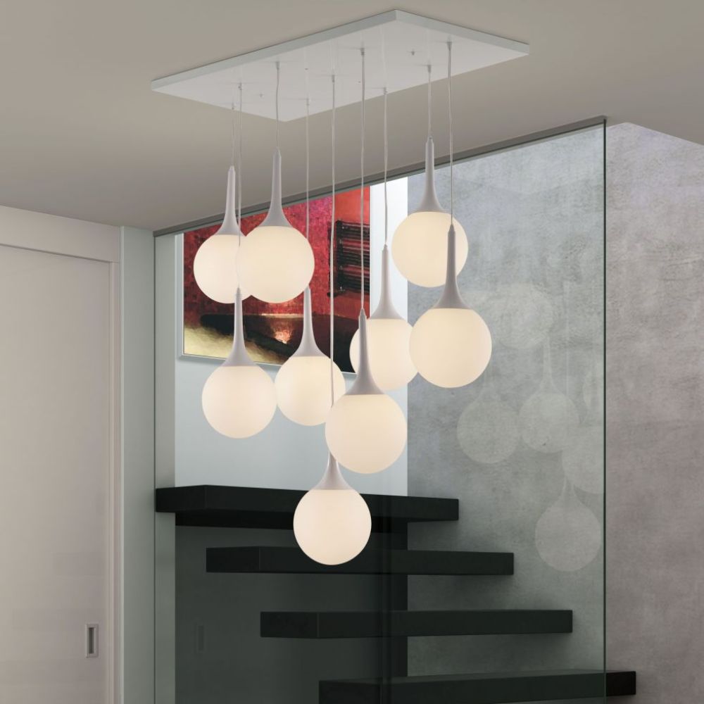 LAMP ZUO EPSILON | Winter Castle Look Ceiling Lamp | White | Frosted Glass Painted Steel | Inside Bedroom Waiting Room Decorative Room Home Interior Decorative Lamp Lighting Floor Lamp Modern Lamp Light Kitchen Living Room Bedroom Set