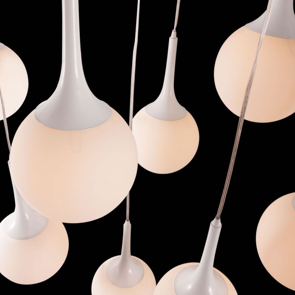 LAMP ZUO EPSILON | Winter Castle Look Ceiling Lamp | White | Frosted Glass Painted Steel | Inside Bedroom Waiting Room Decorative Room Home Interior Decorative Lamp Lighting Floor Lamp Modern Lamp Light Kitchen Living Room Bedroom