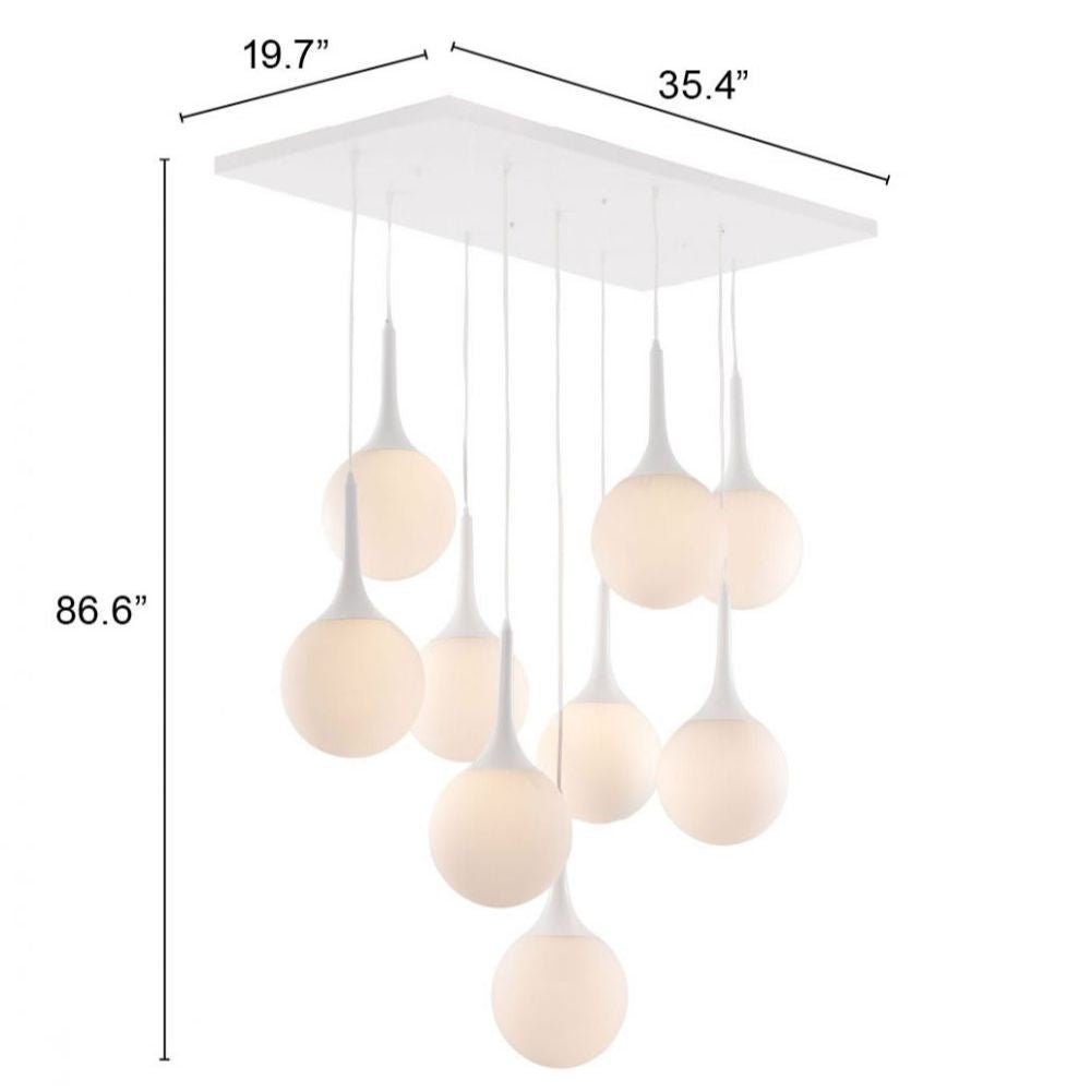 LAMP ZUO EPSILON | Winter Castle Look Ceiling Lamp | White | Frosted Glass Painted Steel | Inside Bedroom Waiting Room Decorative Room Home Interior Decorative Lamp Lighting Floor Lamp Modern Lamp Light Kitchen Living Room Bedroom