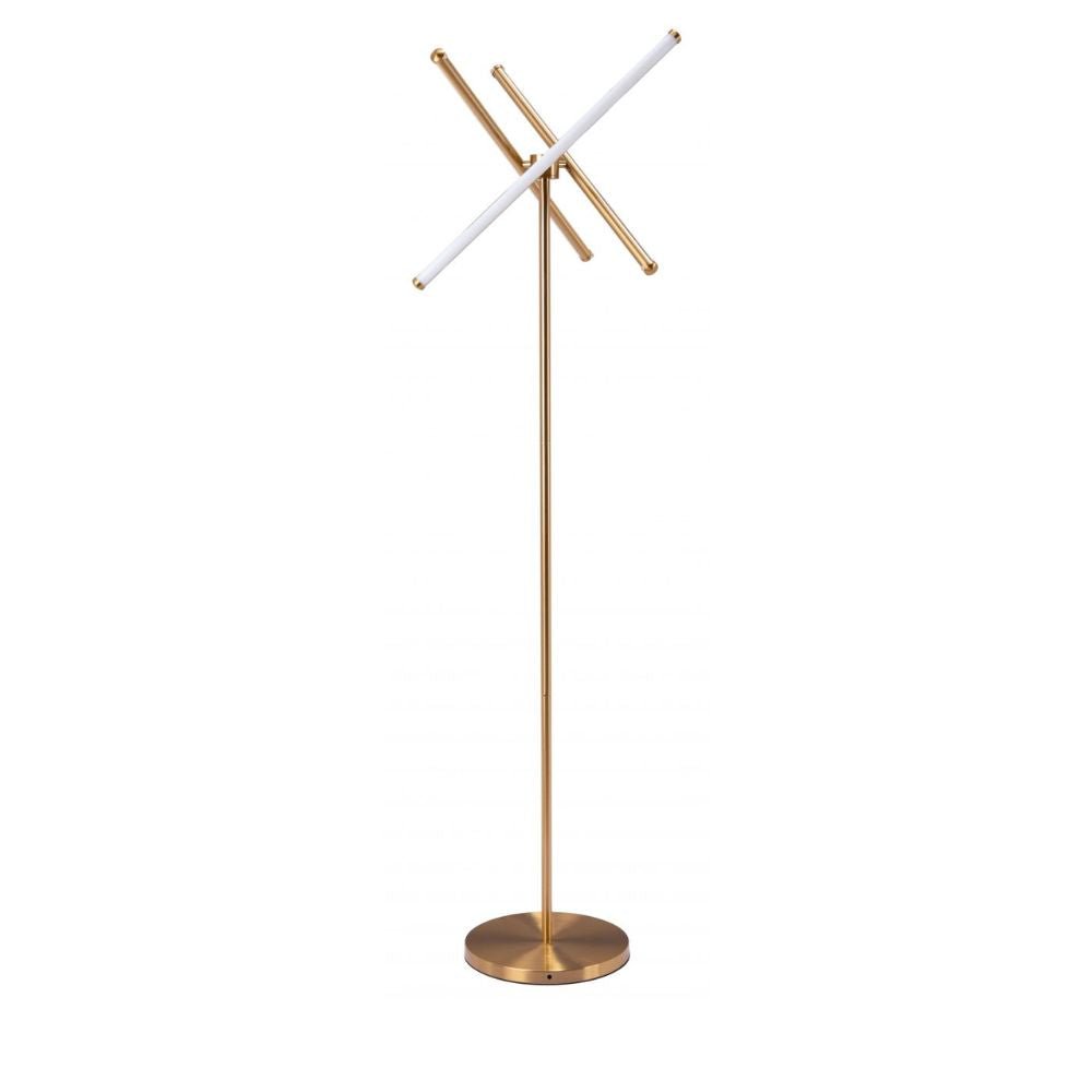 LÁMPARA ZUO GARZA | Living Room Floor Lamp | Brass | Gold | Electroplated Steel | Silicone | Inside | Room Waiting Room Bedroom Decorative Home Interior Decoration Lamp Ilumination Modern Light Kitchen
