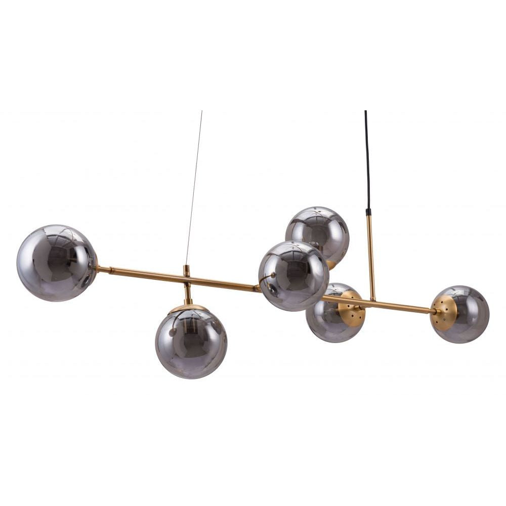 LAMP ZUO GISELA | Ceiling Light for Dining Room | Black Brass | Steel Tinted Glass | Inside Bedroom Waiting Room Decorative Room Home Interior Decorative Lamp Lighting Floor Lamp Modern Lamp Light Kitchen Living Room Bedroom
