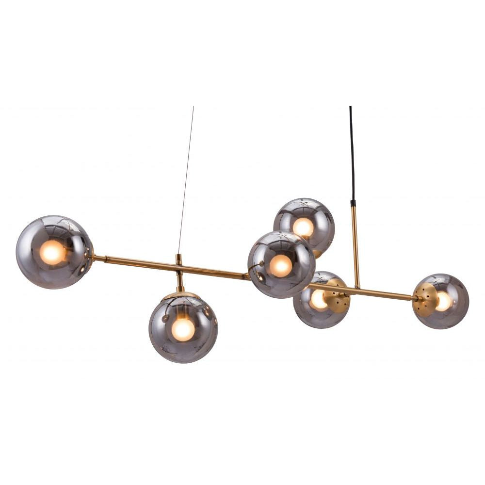 LAMP ZUO GISELA | Ceiling Light for Dining Room | Black Brass | Steel Tinted Glass | Inside Bedroom Waiting Room Decorative Room Home Interior Decorative Lamp Lighting Floor Lamp Modern Lamp Light Kitchen Living Room Bedroom
