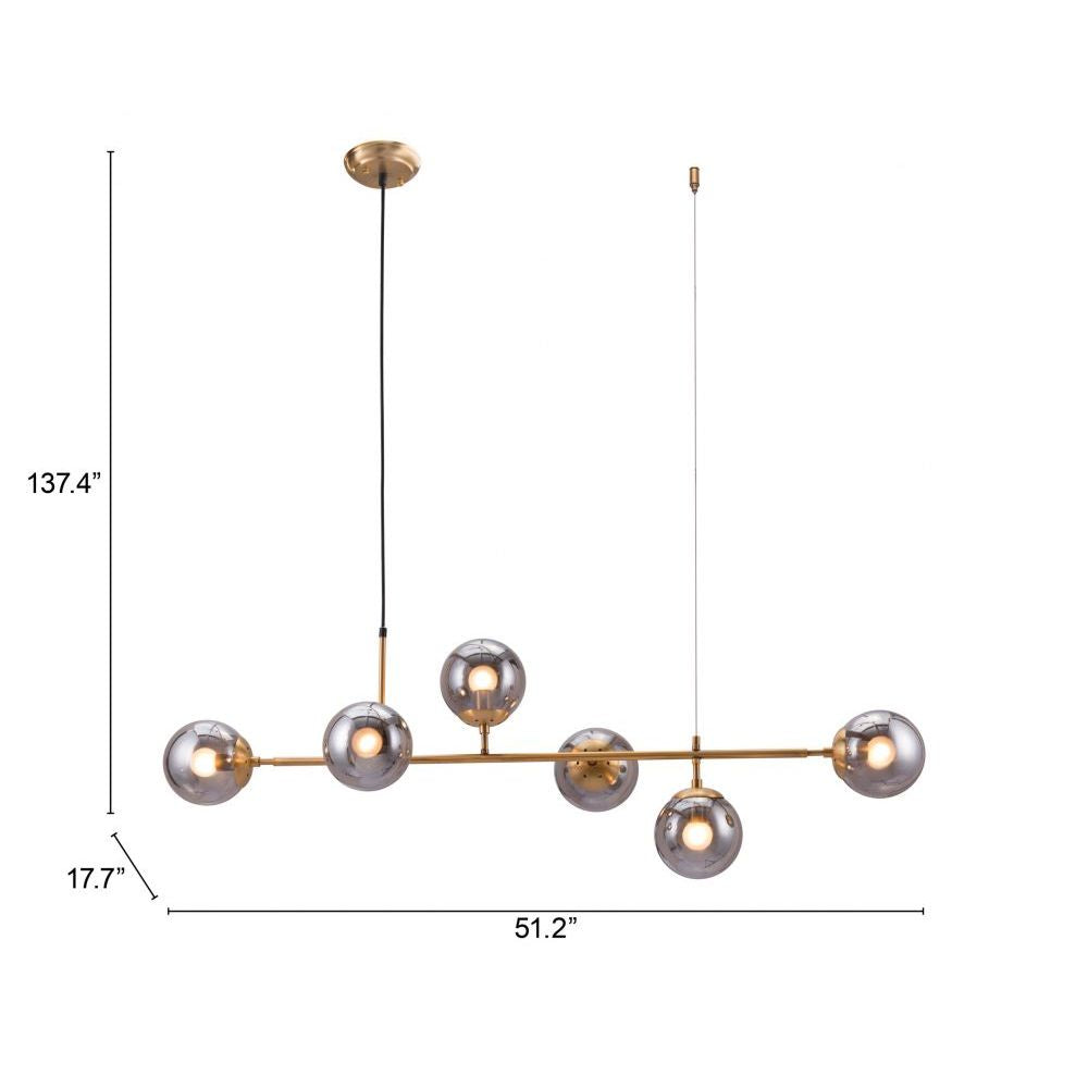 LAMP ZUO GISELA | Ceiling Light for Dining Room | Black Brass | Steel Tinted Glass | Inside Bedroom Waiting Room Decorative Room Home Interior Decorative Lamp Lighting Floor Lamp Modern Lamp Light Kitchen Living Room Bedroom