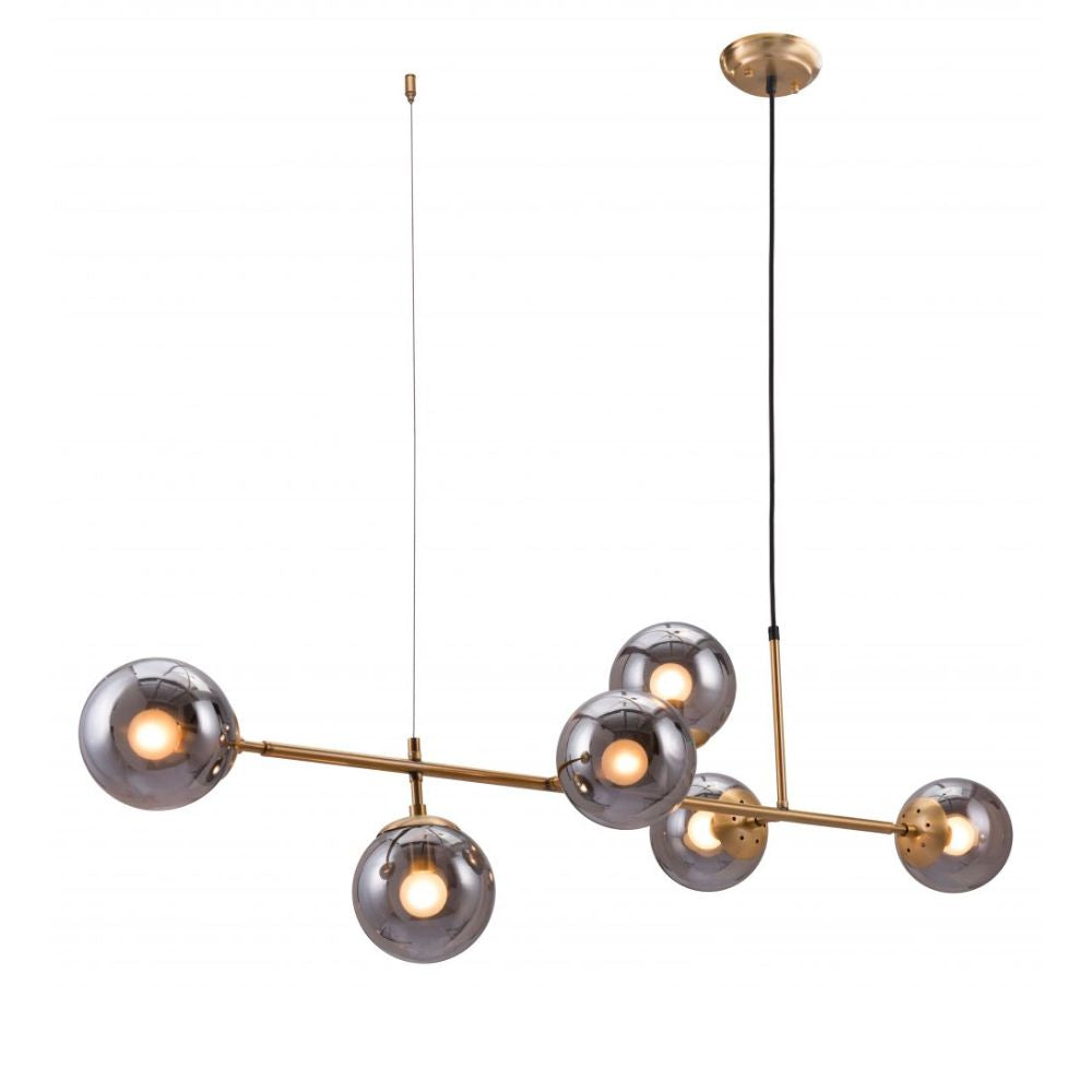LAMP ZUO GISELA | Ceiling Light for Dining Room | Black Brass | Steel Tinted Glass | Inside Bedroom Waiting Room Decorative Room Home Interior Decorative Lamp Lighting Floor Lamp Modern Lamp Light Kitchen Living Room Bedroom