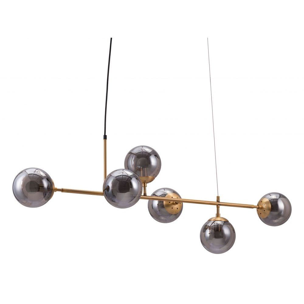 LAMP ZUO GISELA | Ceiling Light for Dining Room | Black Brass | Steel Tinted Glass | Inside Bedroom Waiting Room Decorative Room Home Interior Decorative Lamp Lighting Floor Lamp Modern Lamp Light Kitchen Living Room Bedroom
