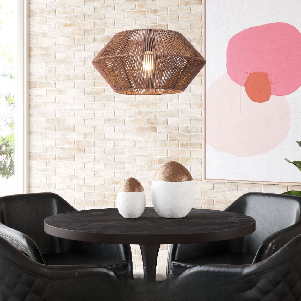 LAMP ZUO KENDRICK | Ceiling Lamp for Living Room | Natural Brown | Steel Paper | Inside Bedroom Waiting Room Decorative Room Home Interior Decorative Lamp Lighting Floor Lamp Modern Lamp Light Kitchen Living Room Bedroom Set