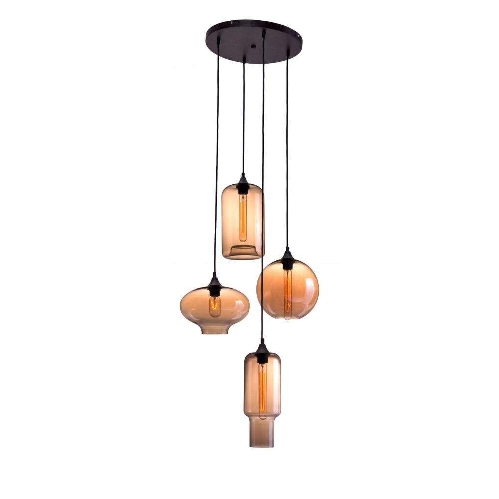 LAMP ZUO LAMBIE | Ceiling Lamp | Black | Brown | Painted Steel | Tinted Glass | Inside | Room Waiting Room Bedroom Decorative Home Interior Decoration Lamp Ilumination Modern Light Kitchen