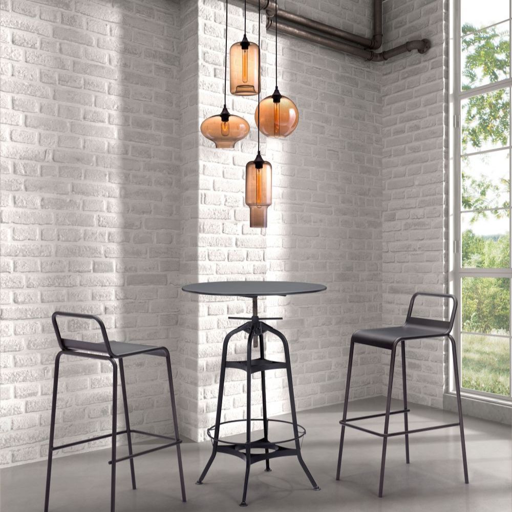 LAMP ZUO LAMBIE | Ceiling Lamp | Black | Brown | Painted Steel | Tinted Glass | Inside | Room Waiting Room Bedroom Decorative Home Interior Decoration Lamp Ilumination Modern Light Kitchen