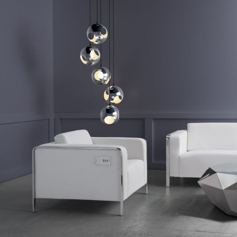 LAMP ZUO METEOR SHOWER | Ceiling Lamp for Modern Spaces | Chrome | Chromed Steel | Inside Bedroom Waiting Room Decorative Room Home Interior Decorative Lamp Lighting Floor Lamp Modern Lamp Light Kitchen Living Room Bedroom Set