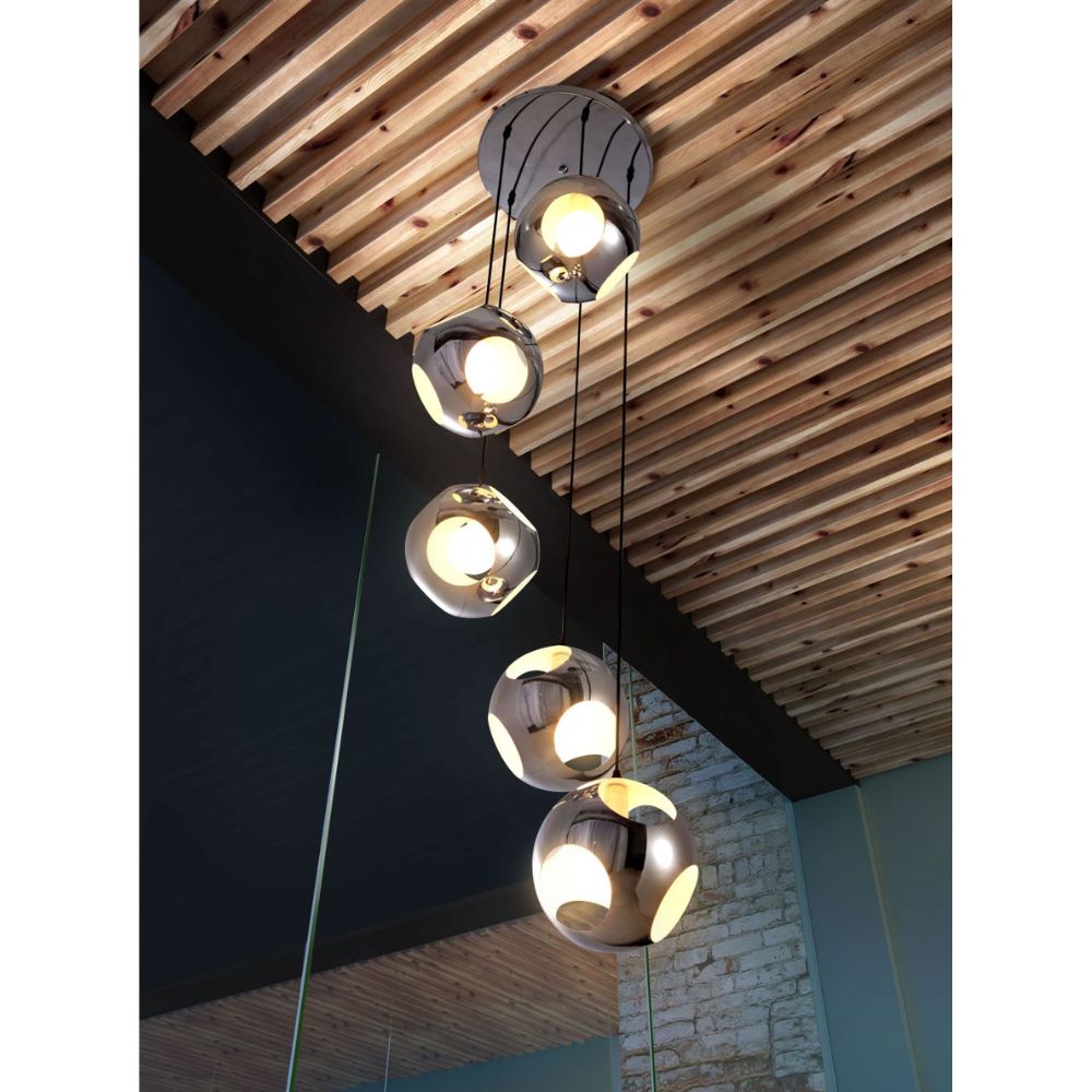 LAMP ZUO METEOR SHOWER | Ceiling Lamp for Modern Spaces | Chrome | Chromed Steel | Inside Bedroom Waiting Room Decorative Room Home Interior Decorative Lamp Lighting Floor Lamp Modern Lamp Light Kitchen Living Room Bedroom Set