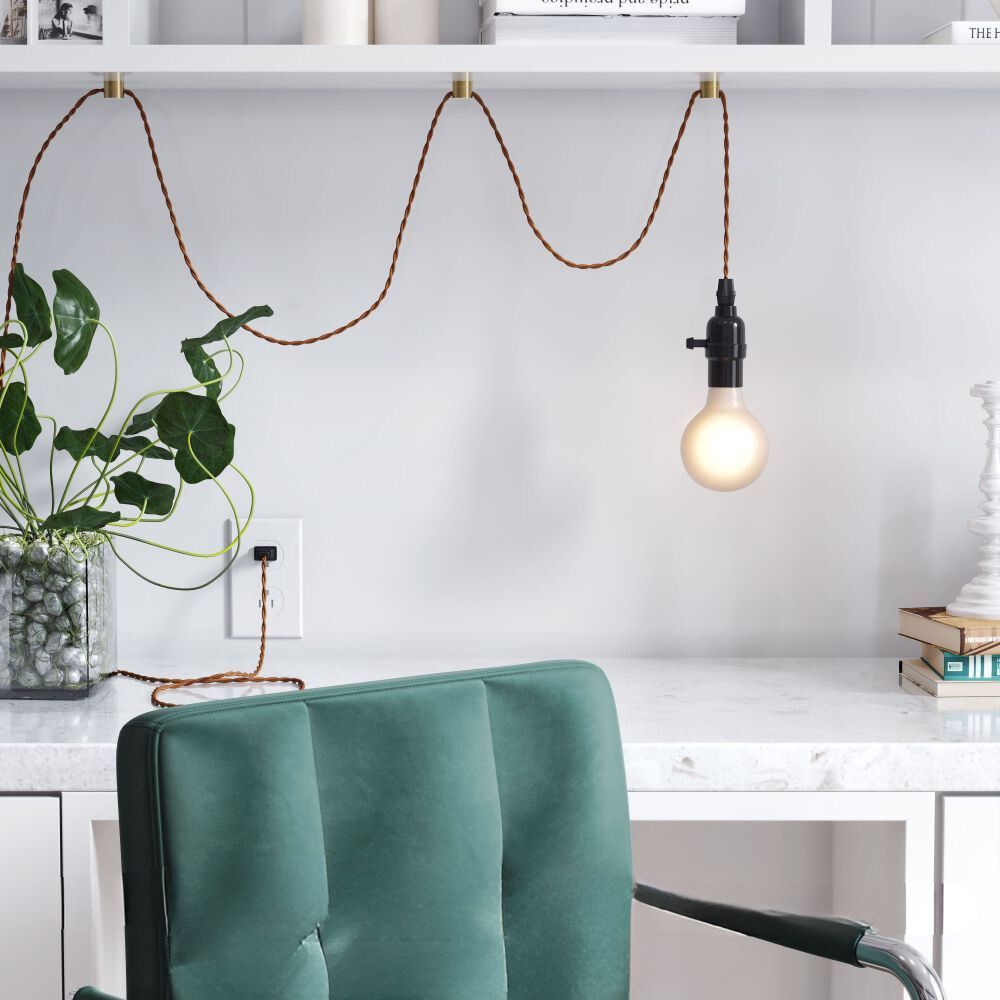 LAMP ZUO MOLLY | Ceiling Light for Bedroom | Black | Steel Braided Nylon | Inside Bedroom Waiting Room Decorative Room Home Interior Decorative Lamp Lighting Floor Lamp Modern Lamp Light Kitchen Living Room Bedroom Set