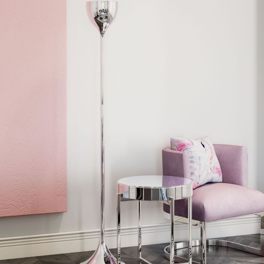LAMP ZUO NEUTRINO | Modern Floor Lamp for Dark Corners Living Room | Chrome | Chromed Steel | Inside Bedroom Waiting Room Decorative Room Home Interior Decorative Lamp Lighting Floor Lamp Modern Lamp Light Kitchen Living Room Bedroom Set