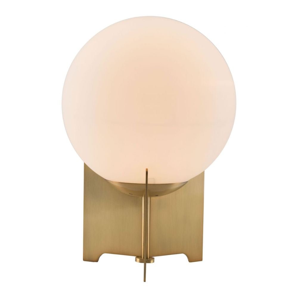 LAMP ZUO PEARL | Table Lamp for Living Room Bedroom Desk | White Brass | Galvanized Steel Frosted Glass | Inside Bedroom Waiting Room Decorative Room Home Interior Decorative Lamp Lighting Floor Lamp Modern Lamp Light Kitchen Living Room Bedroom