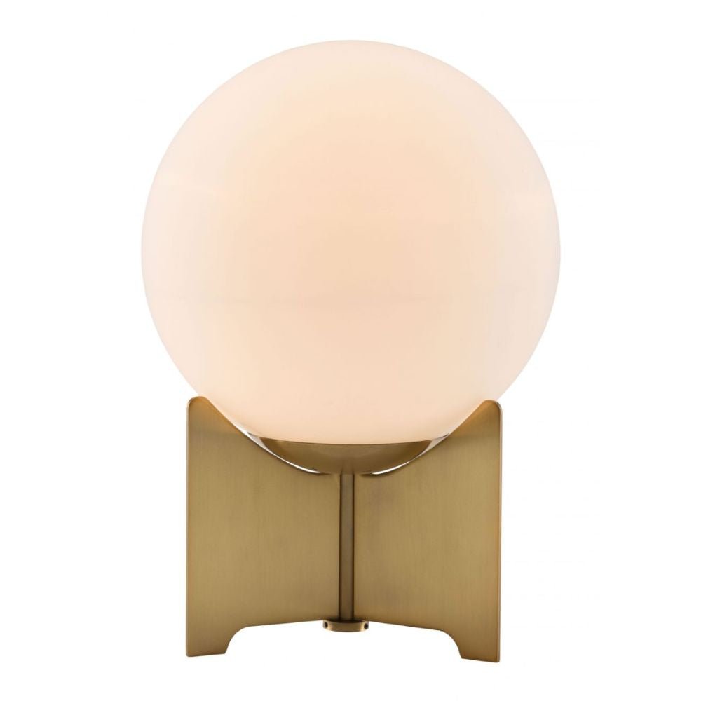LAMP ZUO PEARL | Table Lamp for Living Room Bedroom Desk | White Brass | Galvanized Steel Frosted Glass | Inside Bedroom Waiting Room Decorative Room Home Interior Decorative Lamp Lighting Floor Lamp Modern Lamp Light Kitchen Living Room Bedroom