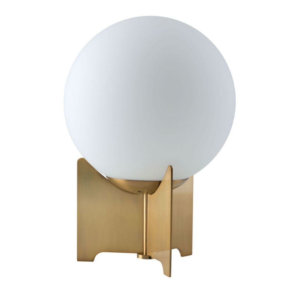LAMP ZUO PEARL | Table Lamp for Living Room Bedroom Desk | White Brass | Galvanized Steel Frosted Glass | Inside Bedroom Waiting Room Decorative Room Home Interior Decorative Lamp Lighting Floor Lamp Modern Lamp Light Kitchen Living Room Bedroom