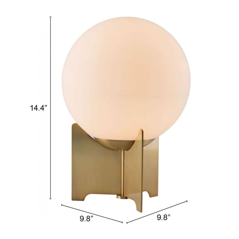 LAMP ZUO PEARL | Table Lamp for Living Room Bedroom Desk | White Brass | Galvanized Steel Frosted Glass | Inside Bedroom Waiting Room Decorative Room Home Interior Decorative Lamp Lighting Floor Lamp Modern Lamp Light Kitchen Living Room Bedroom