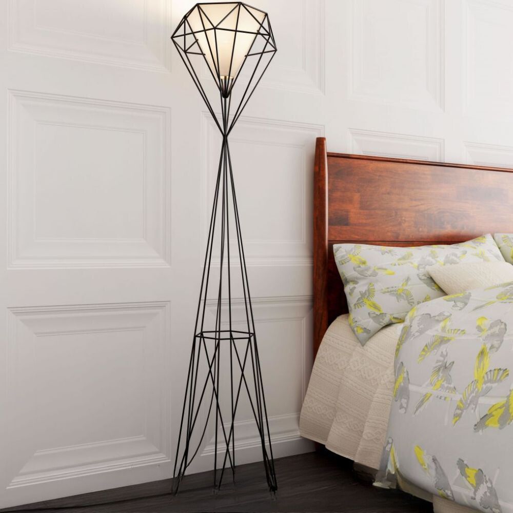 LAMP ZUO DELANCEY | Floor Lamp for Room | Black | Painted Steel Polyester | Inside Bedroom Waiting Room Decorative Room Home Interior Decorative Lamp Lighting Floor Lamp Modern Lamp Light Kitchen Living Room Bedroom Set