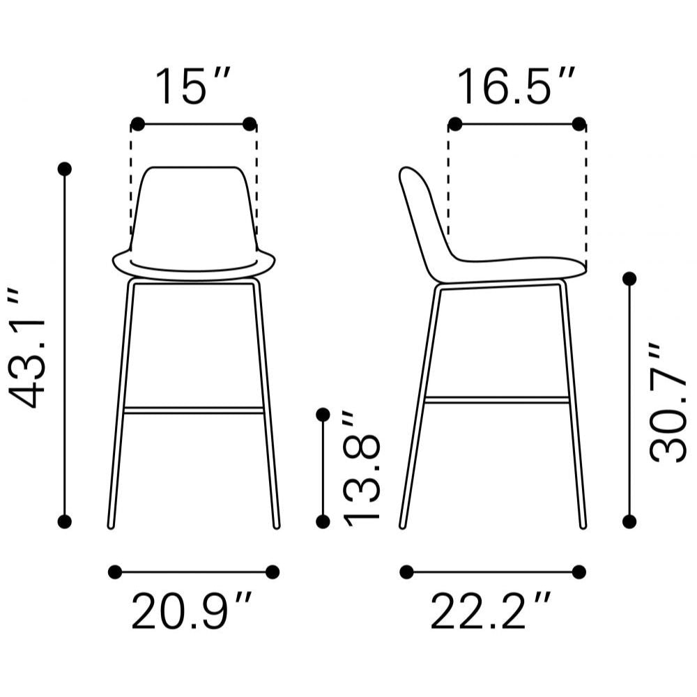 STOOL BYRON ZUO 101771 | Barstool for Kitchen and Dining | Brown Black | 100%Polyurethane | Faux Leathert | Inside | Bar Restaurant Cafetería Food Court Bar Breakfast Kitchen Bistro Office Space