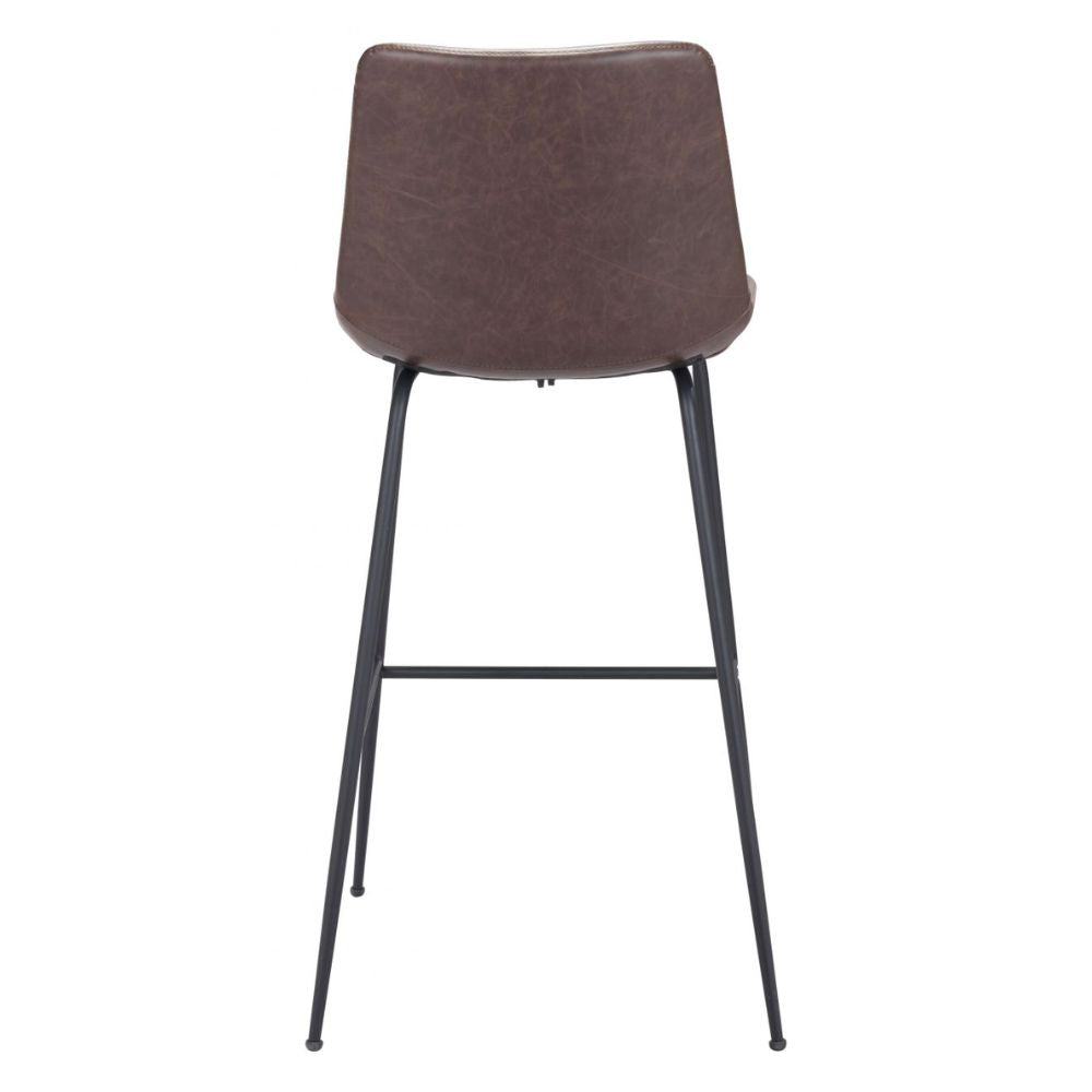 STOOL BYRON ZUO 101771 | Barstool for Kitchen and Dining | Brown Black | 100%Polyurethane | Faux Leathert | Inside | Bar Restaurant Cafetería Food Court Bar Breakfast Kitchen Bistro Office Space