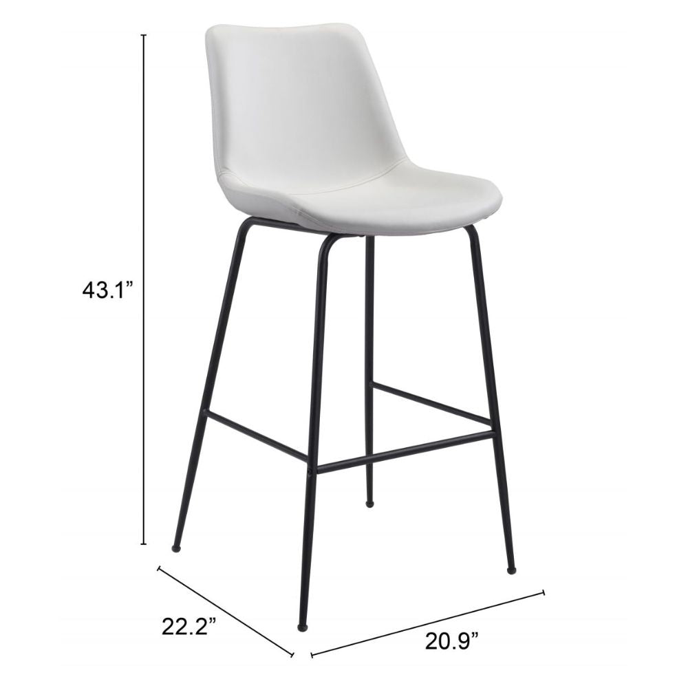 STOOL BYRON ZUO 101773 | Barstool for Kitchen and Dining | White Black | 100%Polyurethane | Faux Leathert | Inside | Bar Restaurant Cafetería Food Court Bar Breakfast Kitchen Bistro Office Space