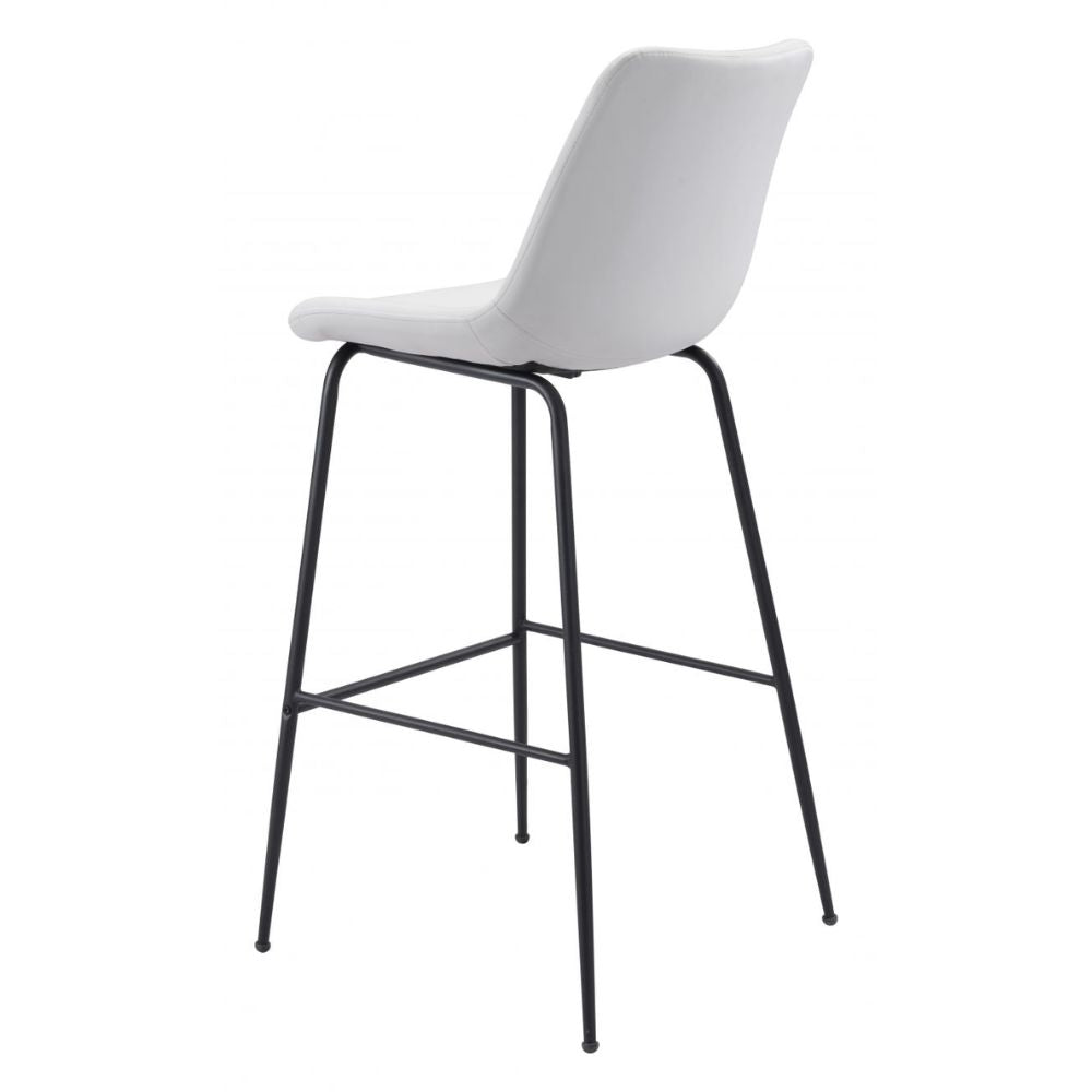 STOOL BYRON ZUO 101773 | Barstool for Kitchen and Dining | White Black | 100%Polyurethane | Faux Leathert | Inside | Bar Restaurant Cafetería Food Court Bar Breakfast Kitchen Bistro Office Space