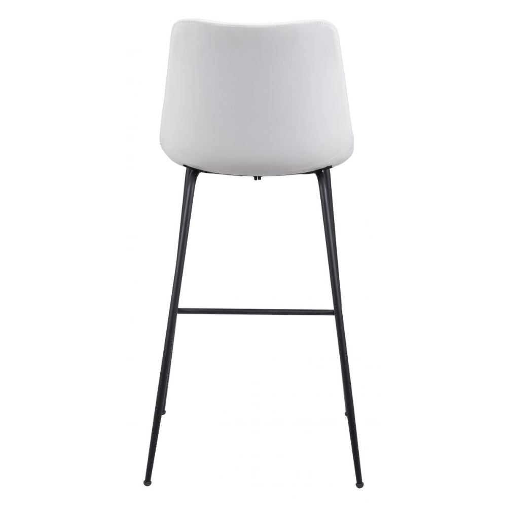 STOOL BYRON ZUO 101773 | Barstool for Kitchen and Dining | White Black | 100%Polyurethane | Faux Leathert | Inside | Bar Restaurant Cafetería Food Court Bar Breakfast Kitchen Bistro Office Space