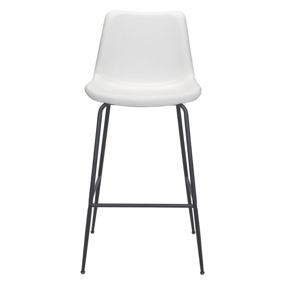 STOOL BYRON ZUO 101773 | Barstool for Kitchen and Dining | White Black | 100%Polyurethane | Faux Leathert | Inside | Bar Restaurant Cafetería Food Court Bar Breakfast Kitchen Bistro Office Space