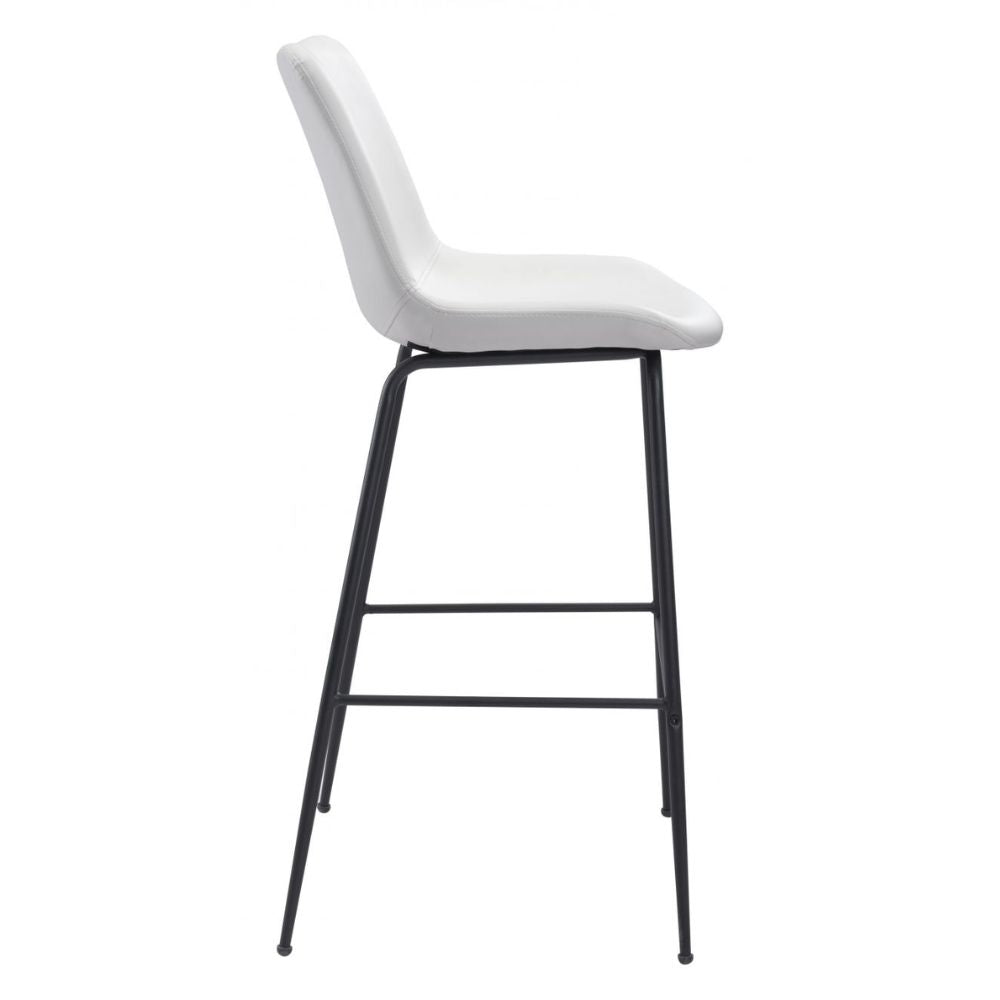 STOOL BYRON ZUO 101773 | Barstool for Kitchen and Dining | White Black | 100%Polyurethane | Faux Leathert | Inside | Bar Restaurant Cafetería Food Court Bar Breakfast Kitchen Bistro Office Space