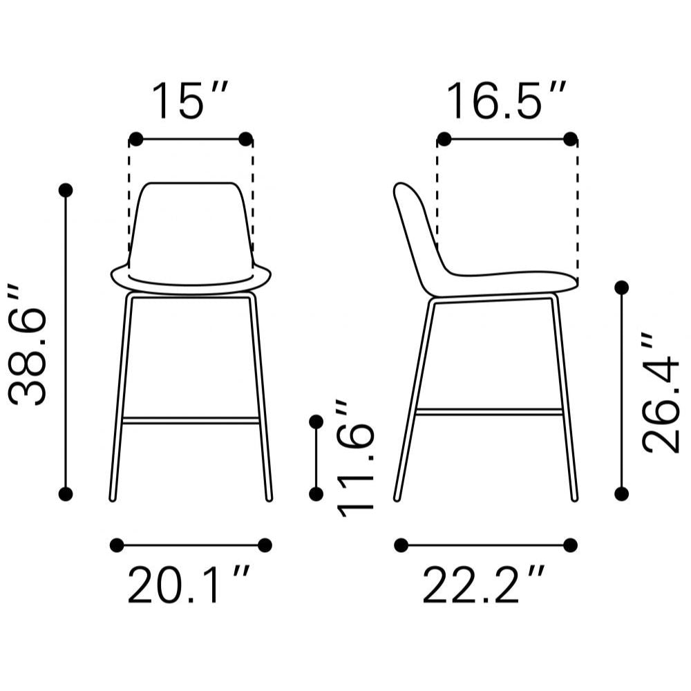 STOOL BYRON ZUO 101774 | Counter Stool for Kitchen and Dining | Brown Black | 100%Polyurethane | Faux Leathert | Inside | Bar Restaurant Cafetería Food Court Bar Breakfast Kitchen Bistro Office Space