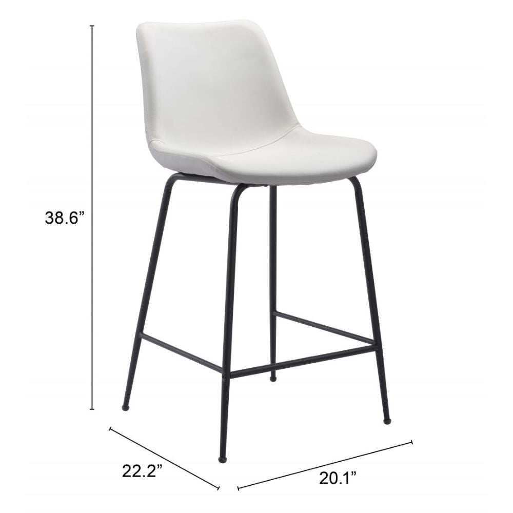STOOL BYRON ZUO 101776 | Counter Stool for Kitchen and Dining | White Black | 100%Polyurethane | Faux Leathert | Inside | Bar Restaurant Cafetería Food Court Bar Breakfast Kitchen Bistro Office Space