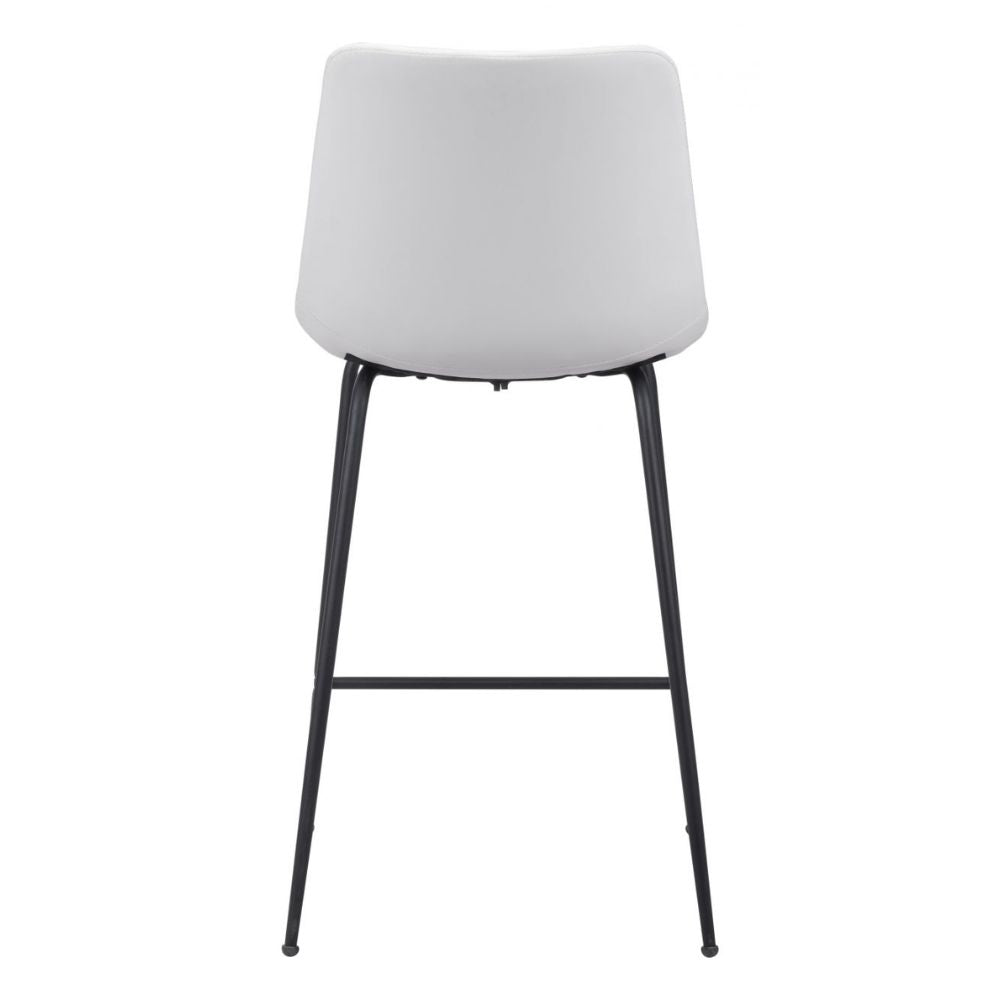 STOOL BYRON ZUO 101776 | Counter Stool for Kitchen and Dining | White Black | 100%Polyurethane | Faux Leathert | Inside | Bar Restaurant Cafetería Food Court Bar Breakfast Kitchen Bistro Office Space