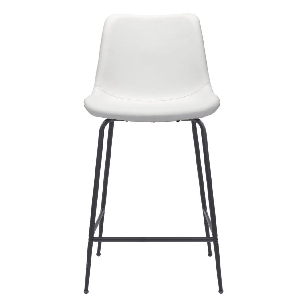 STOOL BYRON ZUO 101776 | Counter Stool for Kitchen and Dining | White Black | 100%Polyurethane | Faux Leathert | Inside | Bar Restaurant Cafetería Food Court Bar Breakfast Kitchen Bistro Office Space