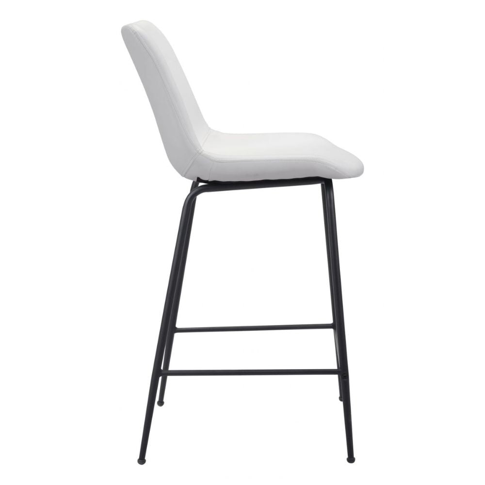 STOOL BYRON ZUO 101776 | Counter Stool for Kitchen and Dining | White Black | 100%Polyurethane | Faux Leathert | Inside | Bar Restaurant Cafetería Food Court Bar Breakfast Kitchen Bistro Office Space