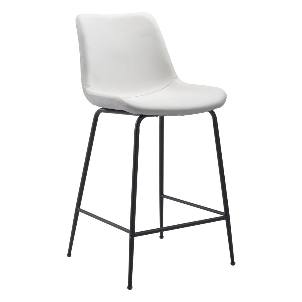 STOOL BYRON ZUO 101776 | Counter Stool for Kitchen and Dining | White Black | 100%Polyurethane | Faux Leathert | Inside | Bar Restaurant Cafetería Food Court Bar Breakfast Kitchen Bistro Office Space