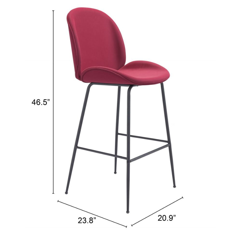STOOL MILES ZUO 101742 | Barstool | Black Red | 100% Polyurethane | Faux Leather | Inside | Interior Bar Restaurant Cafetería Food Court Bar Breakfast Kitchen Bistro