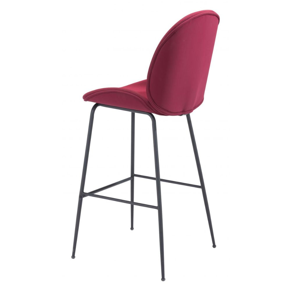 STOOL MILES ZUO 101742 | Barstool | Black Red | 100% Polyurethane | Faux Leather | Inside | Interior Bar Restaurant Cafetería Food Court Bar Breakfast Kitchen Bistro