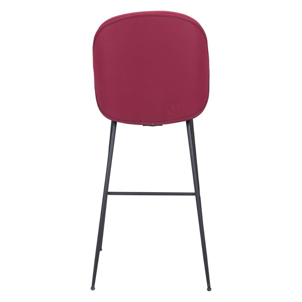STOOL MILES ZUO 101742 | Barstool | Black Red | 100% Polyurethane | Faux Leather | Inside | Interior Bar Restaurant Cafetería Food Court Bar Breakfast Kitchen Bistro