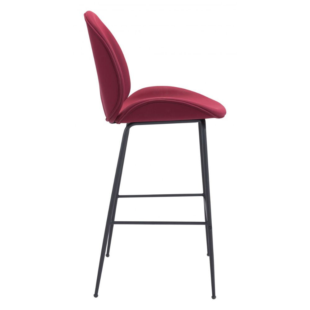 STOOL MILES ZUO 101742 | Barstool | Black Red | 100% Polyurethane | Faux Leather | Inside | Interior Bar Restaurant Cafetería Food Court Bar Breakfast Kitchen Bistro