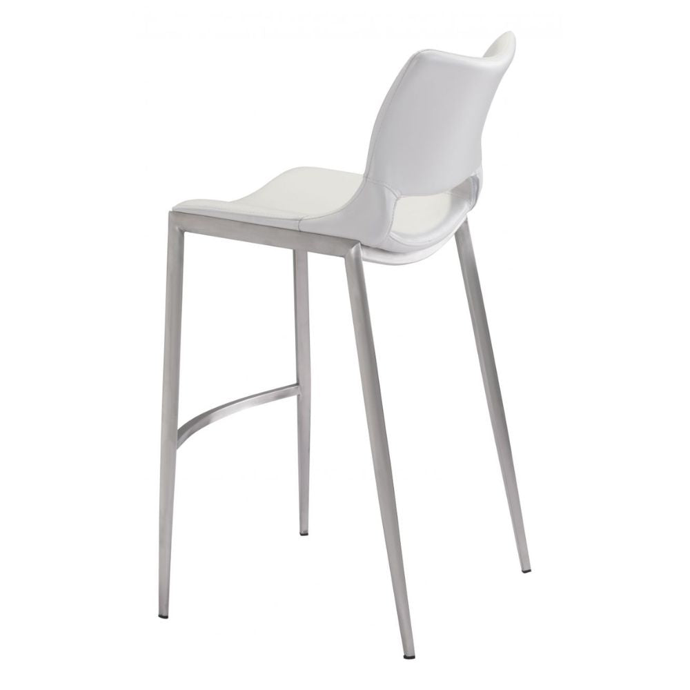 STOOL ZUO ACE 101283 | Barstool | Silver | White | 100% Polyurethane | Faux Leather | Inside