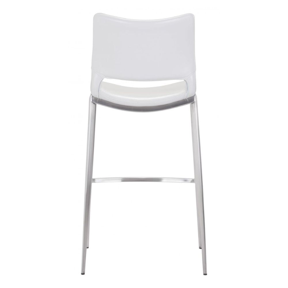 STOOL ZUO ACE 101283 | Barstool | Silver | White | 100% Polyurethane | Faux Leather | Inside