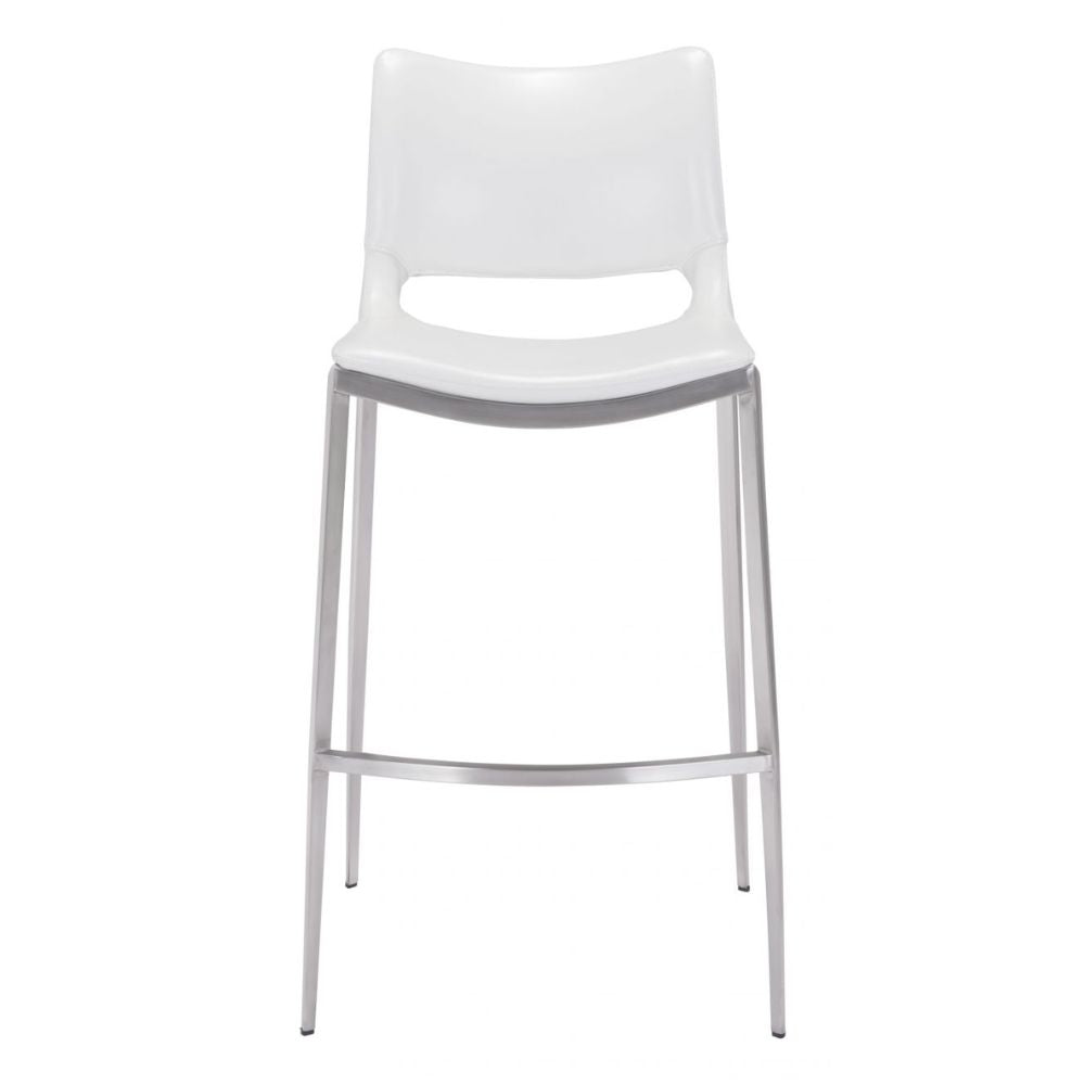 STOOL ZUO ACE 101283 | Barstool | Silver | White | 100% Polyurethane | Faux Leather | Inside