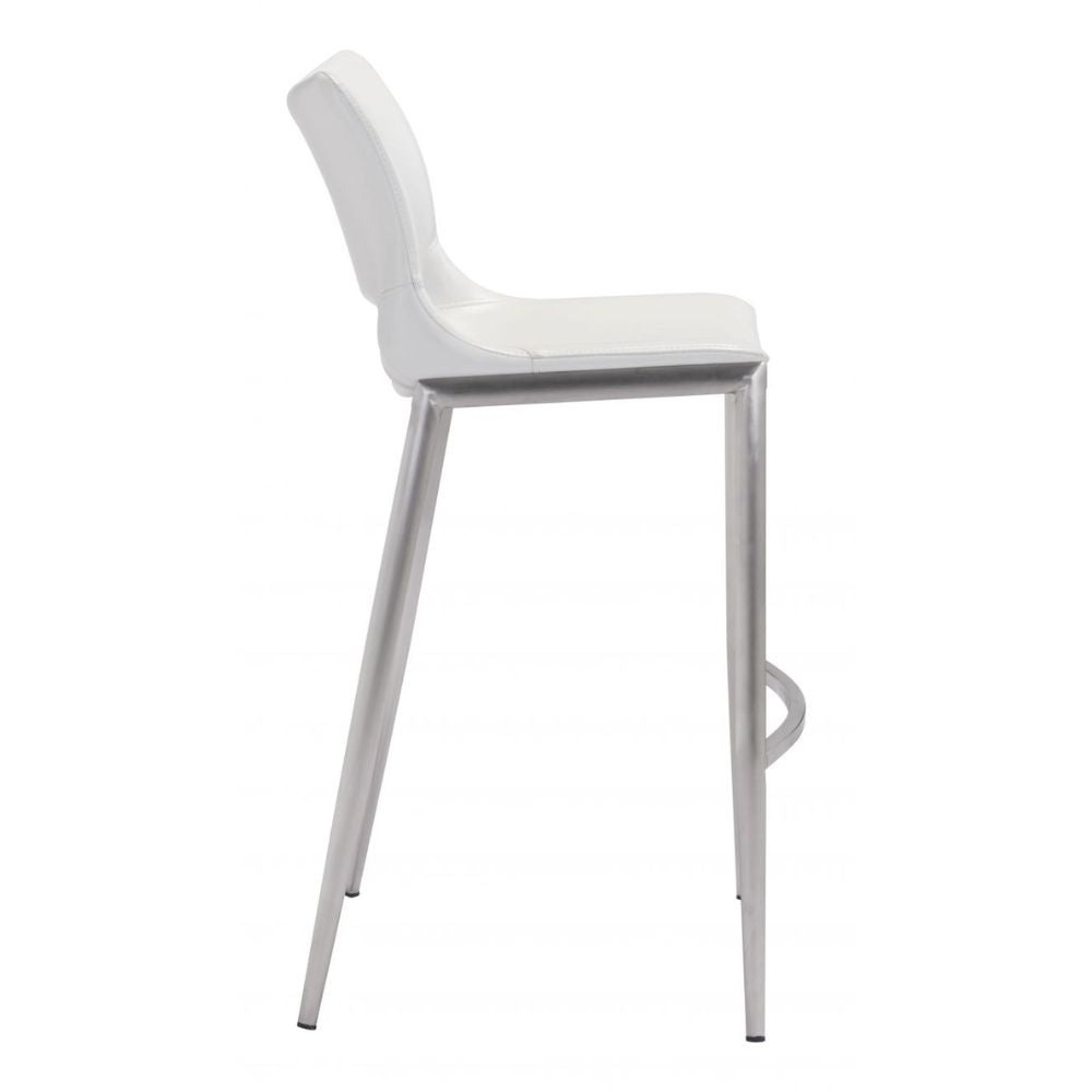 STOOL ZUO ACE 101283 | Barstool | Silver | White | 100% Polyurethane | Faux Leather | Inside