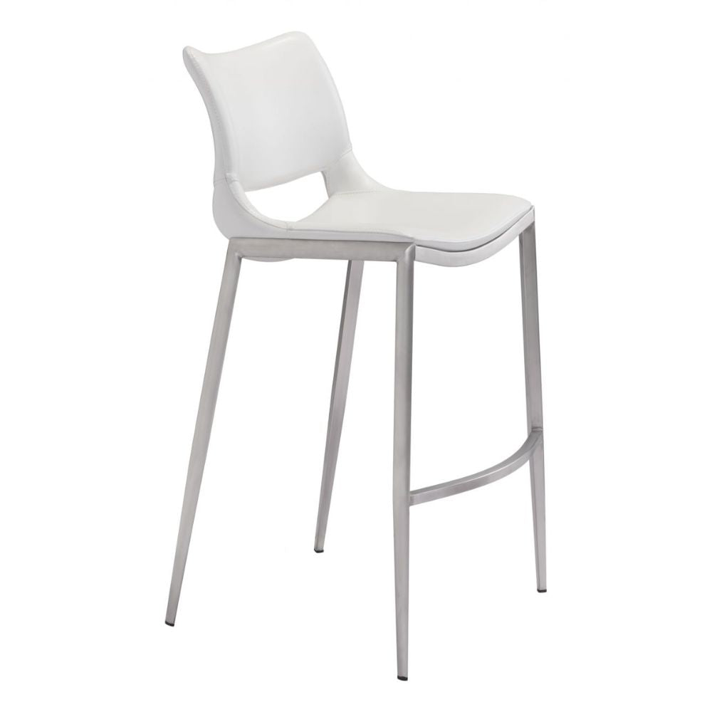 STOOL ZUO ACE 101283 | Barstool | Silver | White | 100% Polyurethane | Faux Leather | Inside