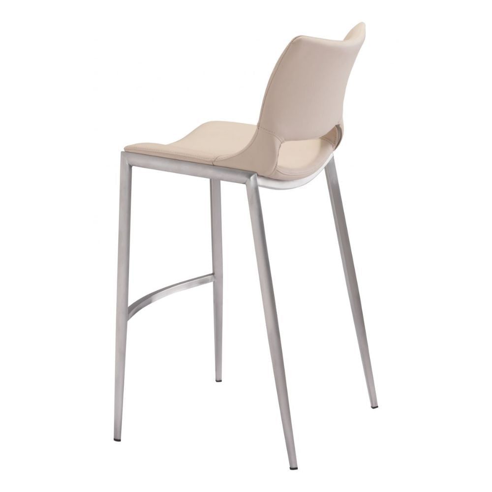 STOOL ZUO ACE 101285 | Barstool | Beige | Silver | 100% Polyurethane | Faux Leather | Inside | Bar Restaurant Cafetería Food Court Bar Breakfast Kitchen Bistro
