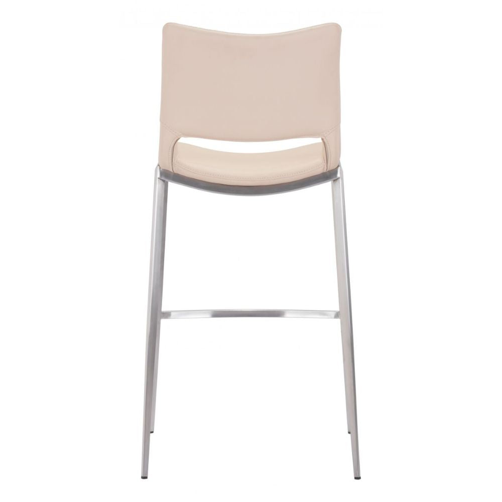 STOOL ZUO ACE 101285 | Barstool | Beige | Silver | 100% Polyurethane | Faux Leather | Inside | Bar Restaurant Cafetería Food Court Bar Breakfast Kitchen Bistro