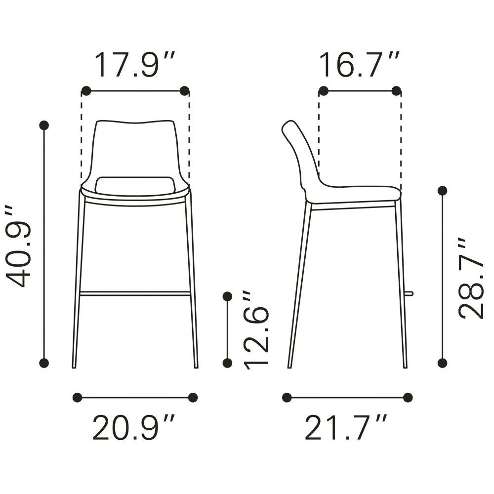 STOOL ZUO ACE 101286 | Comercial Barstool | Brown Walnut | 100% Polyurethane | Faux Leather | Inside | Bar Restaurant Cafetería Food Court Bar Breakfast Kitchen Bistro